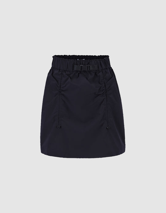 Ruched Mini Skirt With Belt
