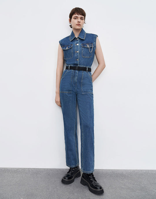 Belted Jumpsuit With Chain Detail