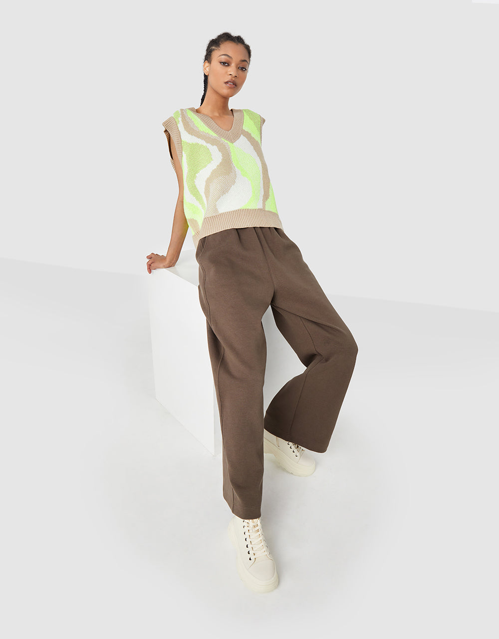 Elastic Waist Wide Leg Pants