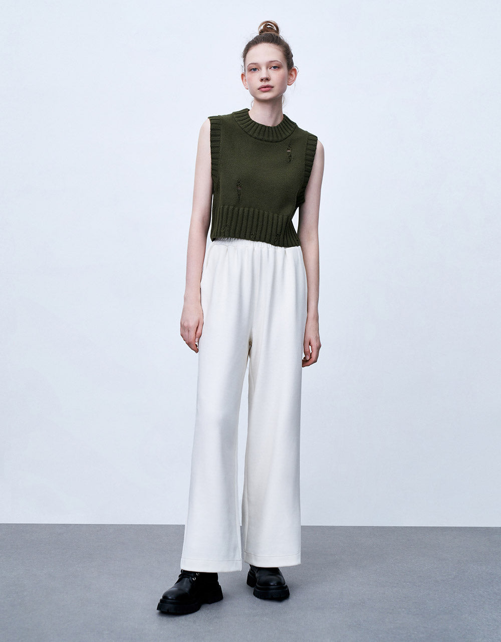 Elastic Waist Wide Leg Pants