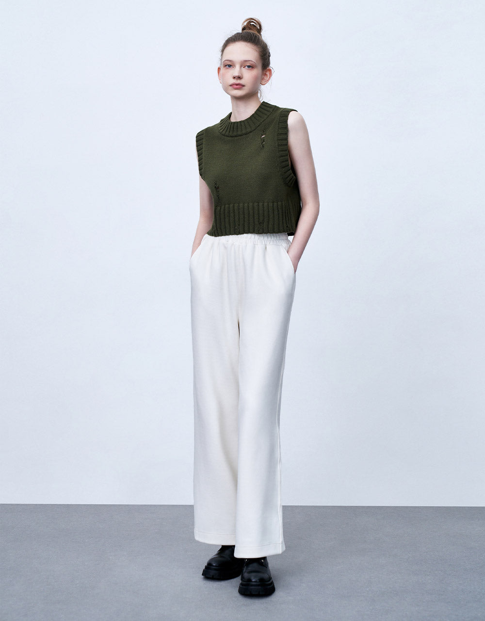 Elastic Waist Wide Leg Pants