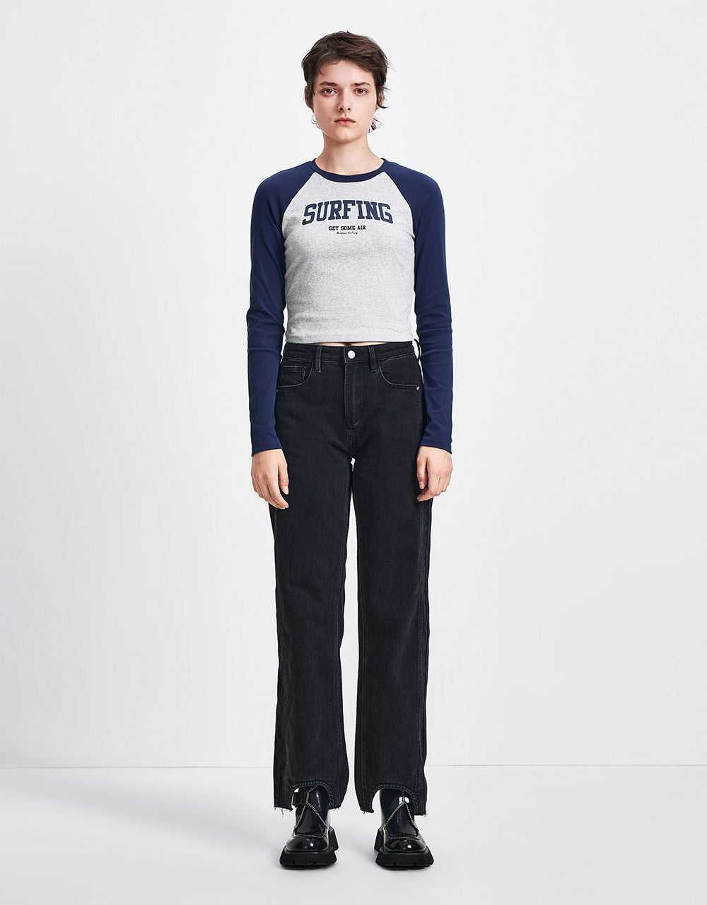 Asymmetrical Hem Straight Jeans