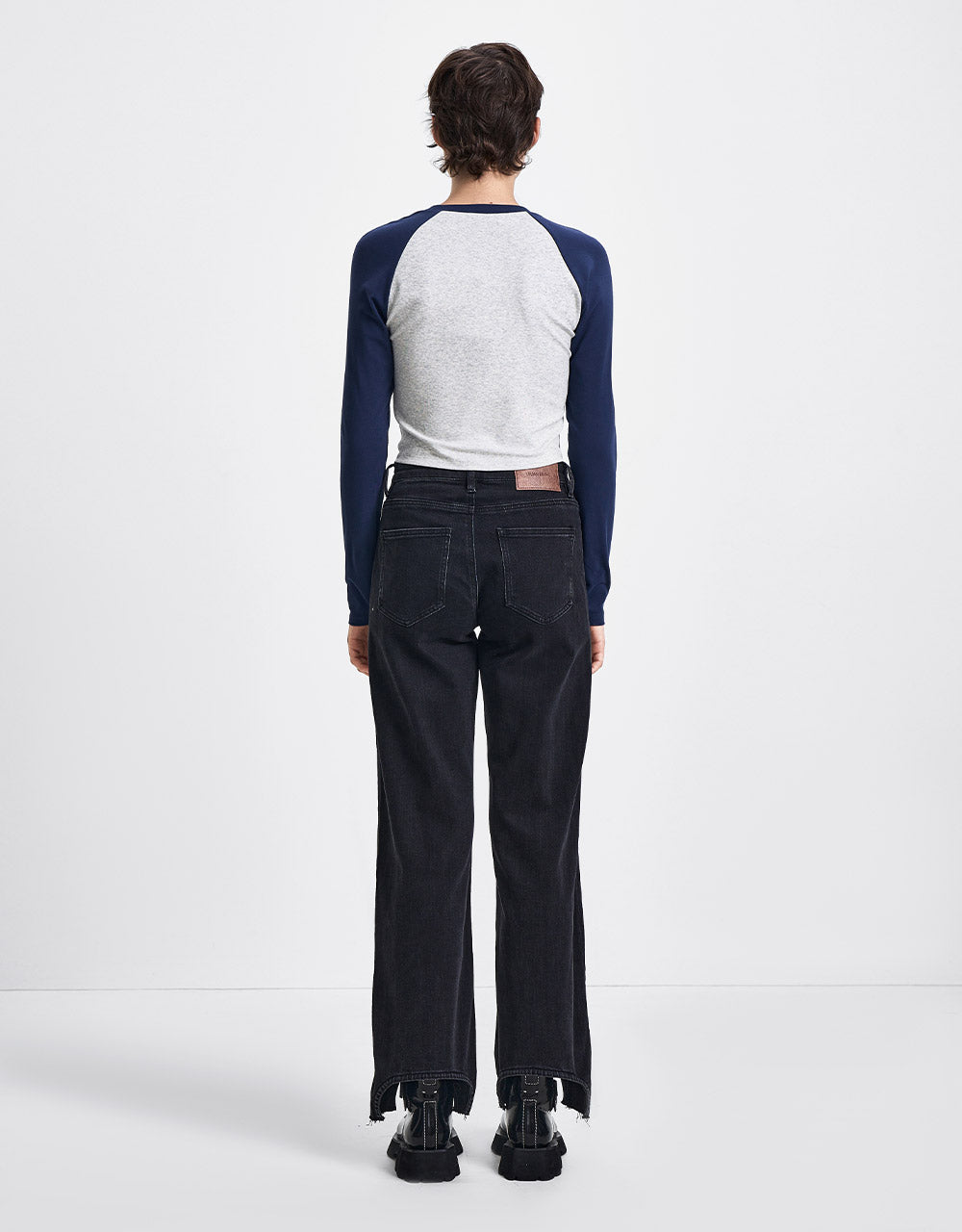Asymmetrical Hem Straight Jeans