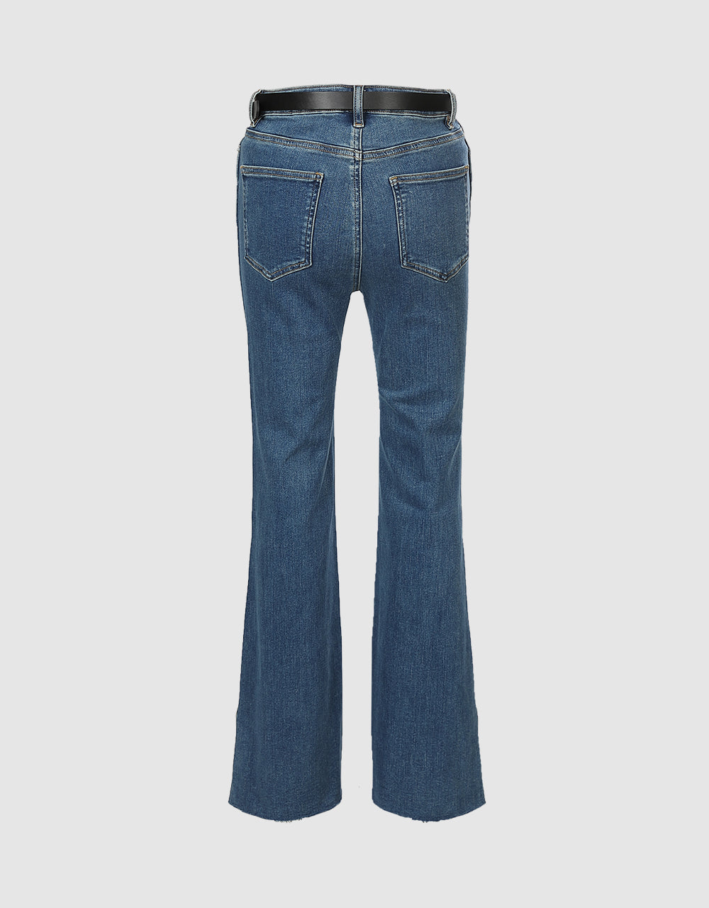 Raw Hem Flare Jeans With Belt