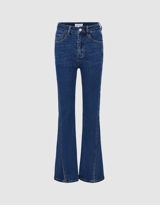 Stitch Detail Flare Jeans