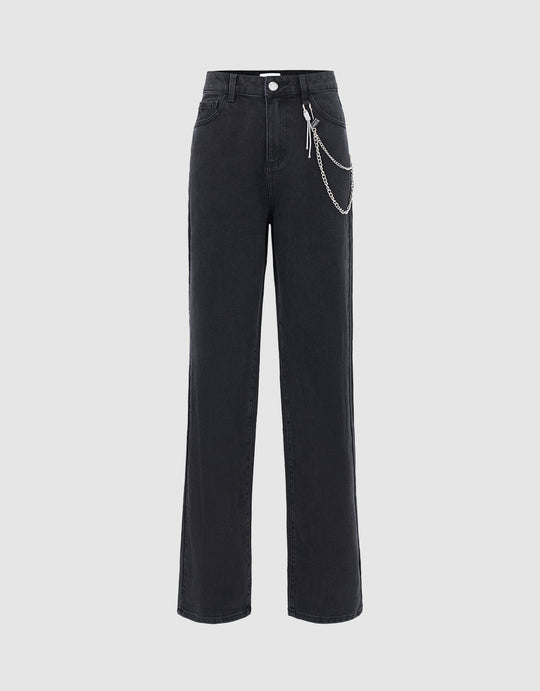 Mid Waist Straight Jeans