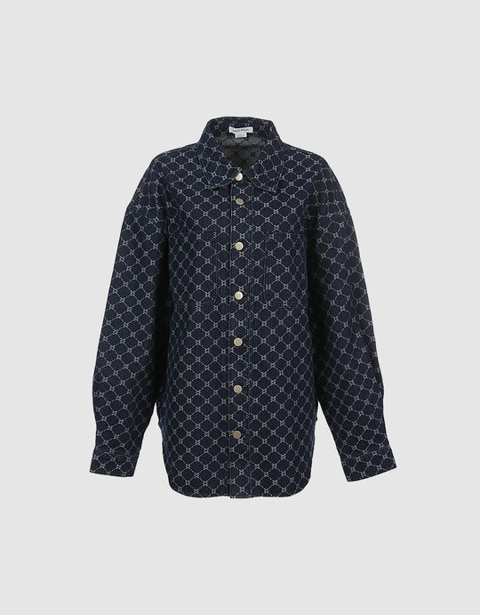 Argyle Print Denim Shirt