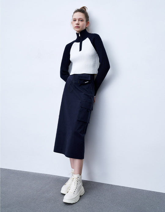 Contrast Color Polo Sweater