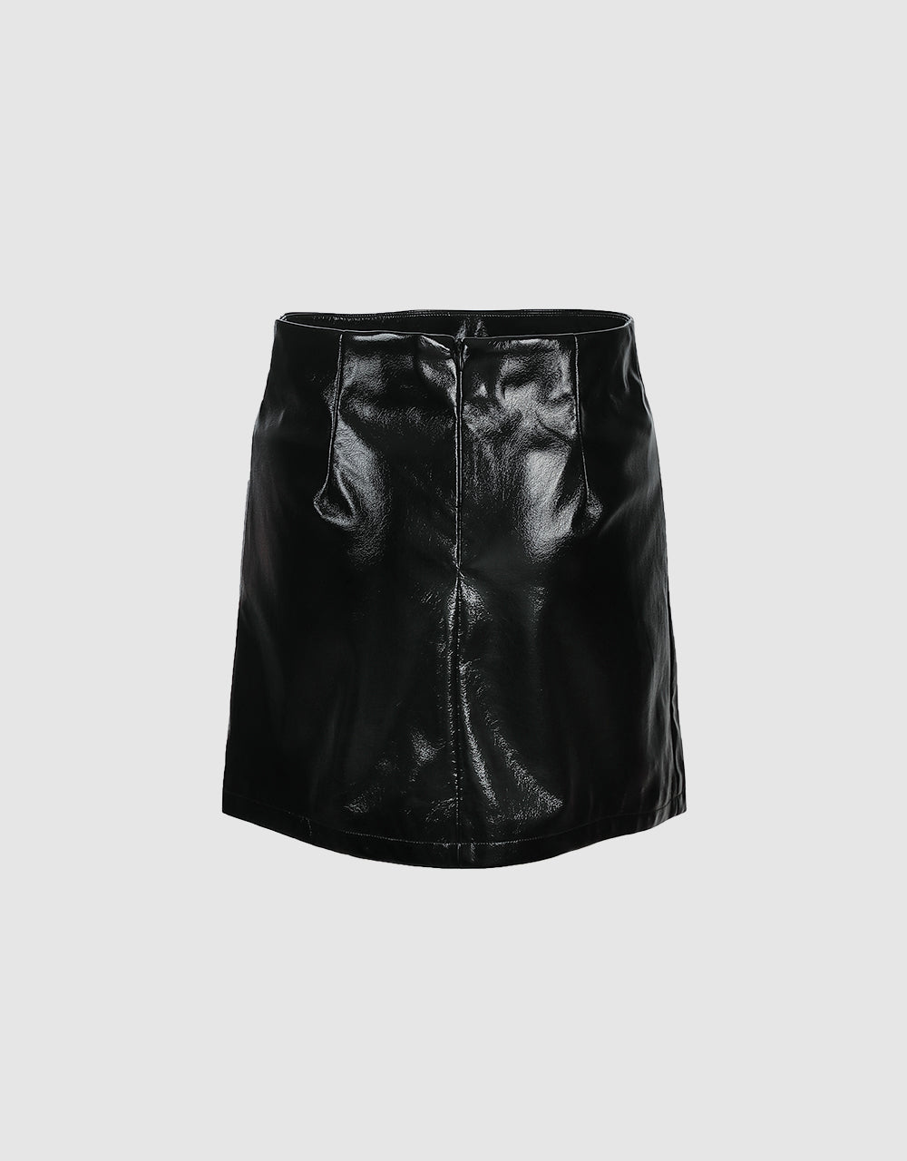 Slit Hem Faux Leather Mini Skirt