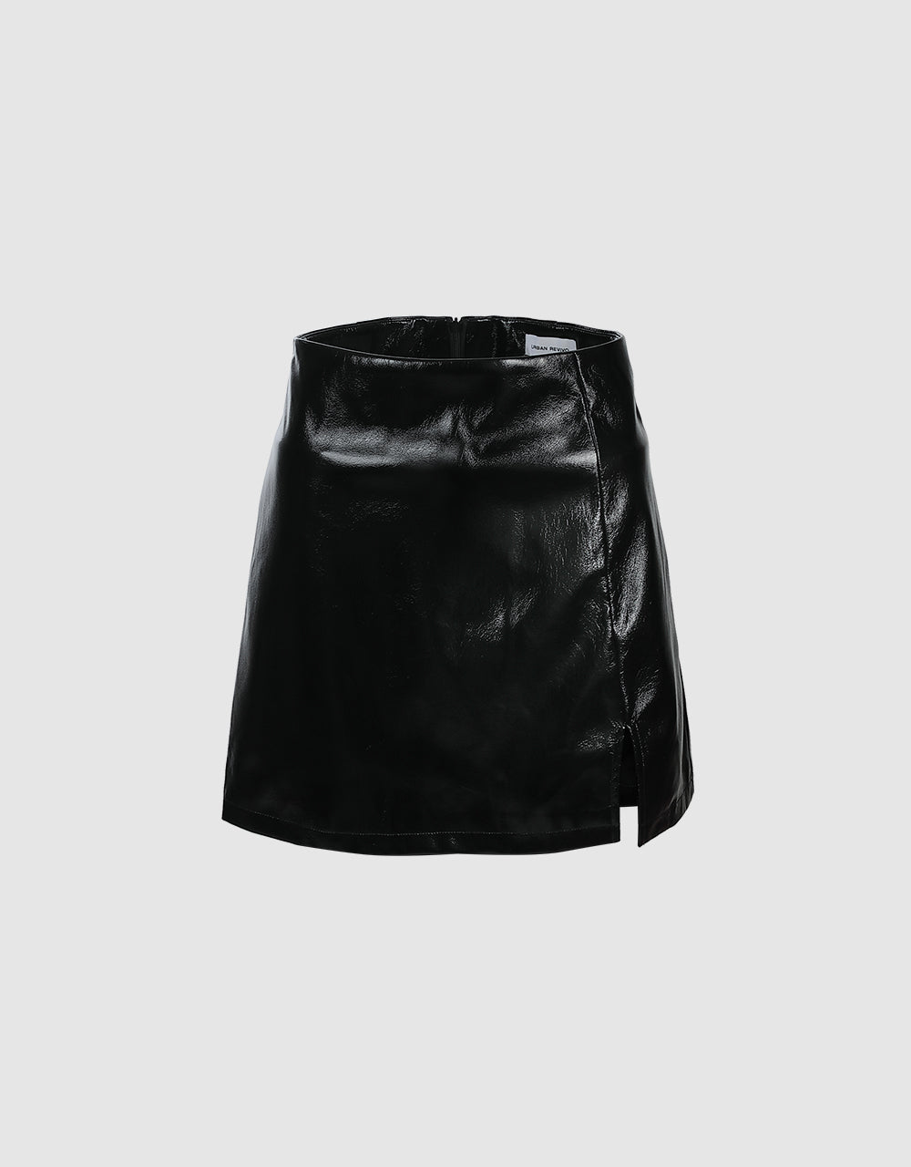 Slit Hem Faux Leather Mini Skirt