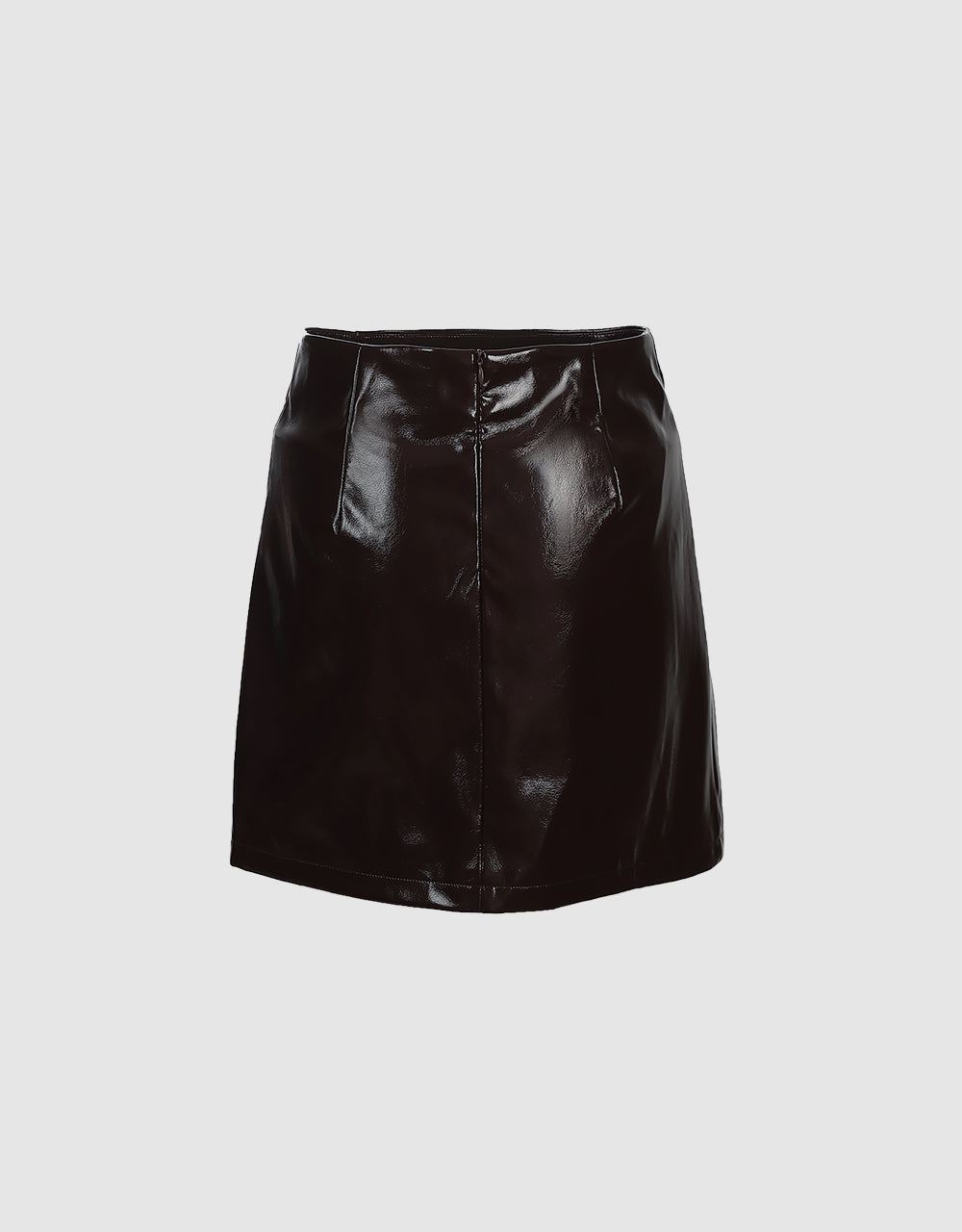 Slit Hem Faux Leather Mini Skirt