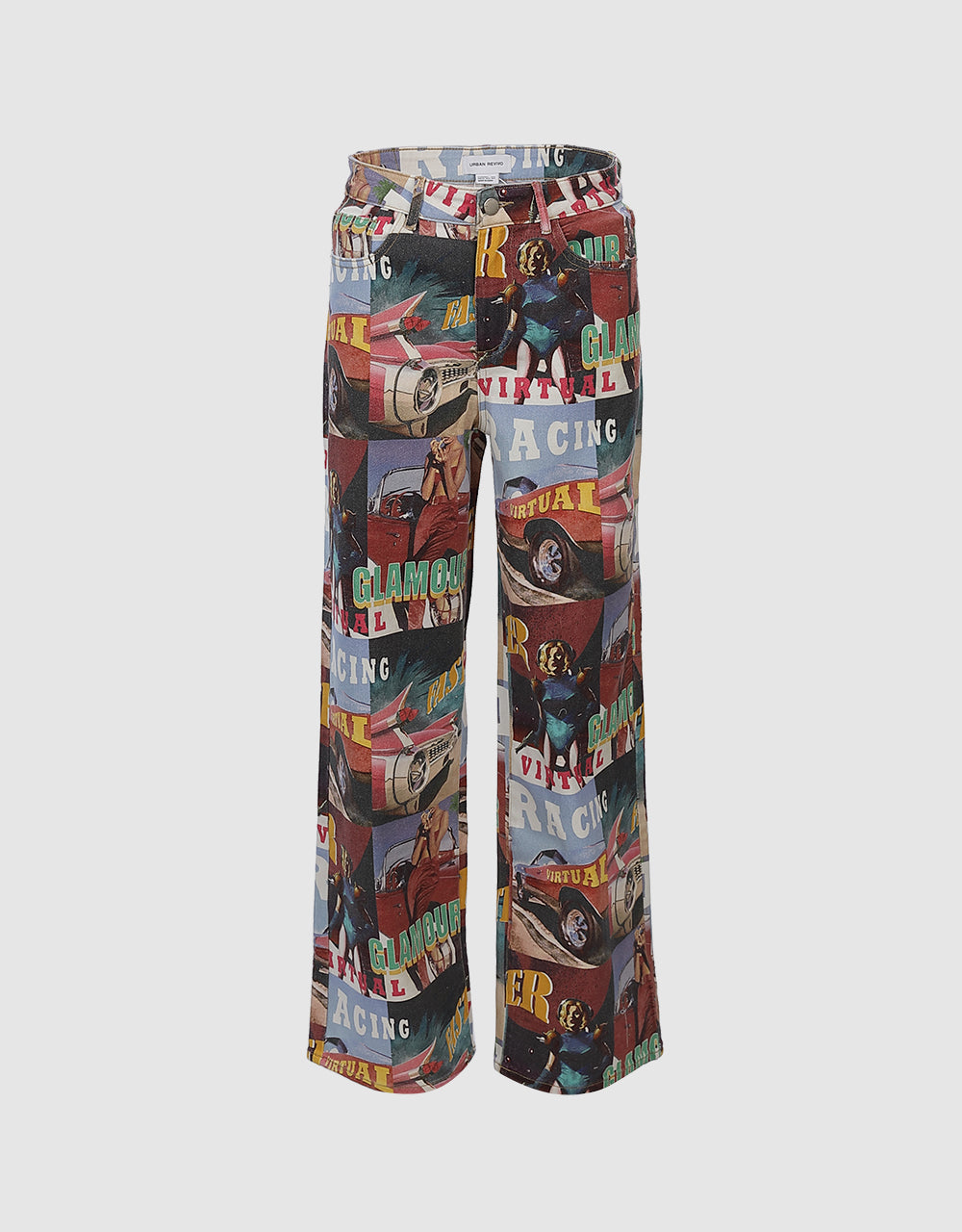 Printed Wide Leg Jeans