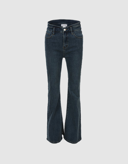 Slit Hem Straight Jeans