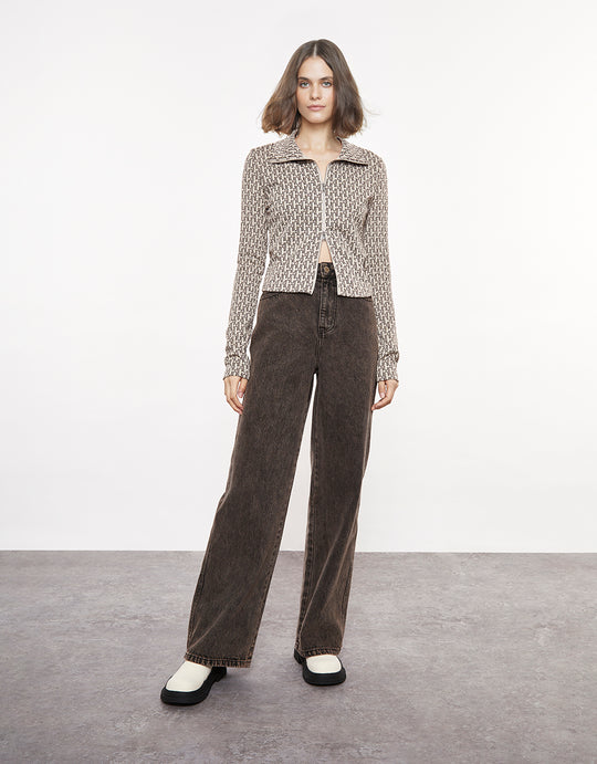 Mid Waist Straight Jeans