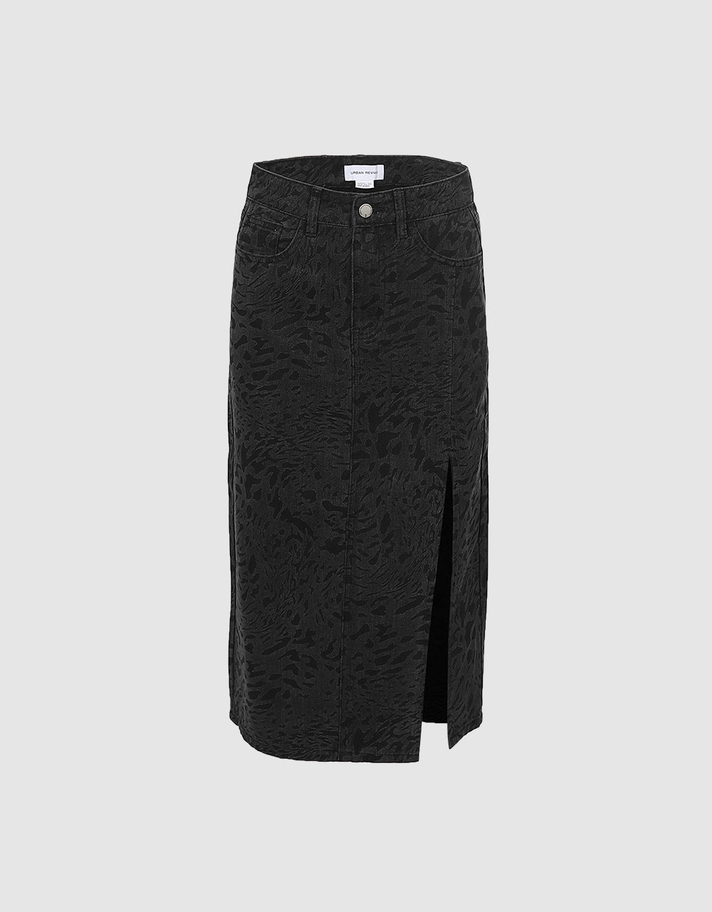 Slit Hem Denim Skirt