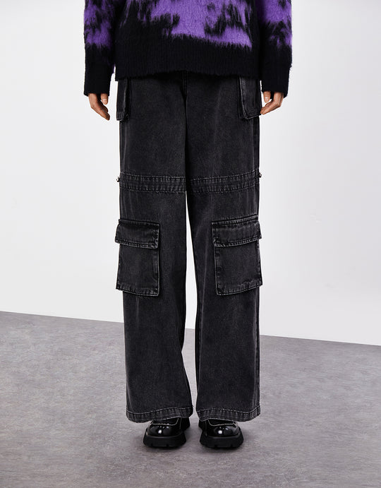 Wide Leg Jeans With Multi-Pockets