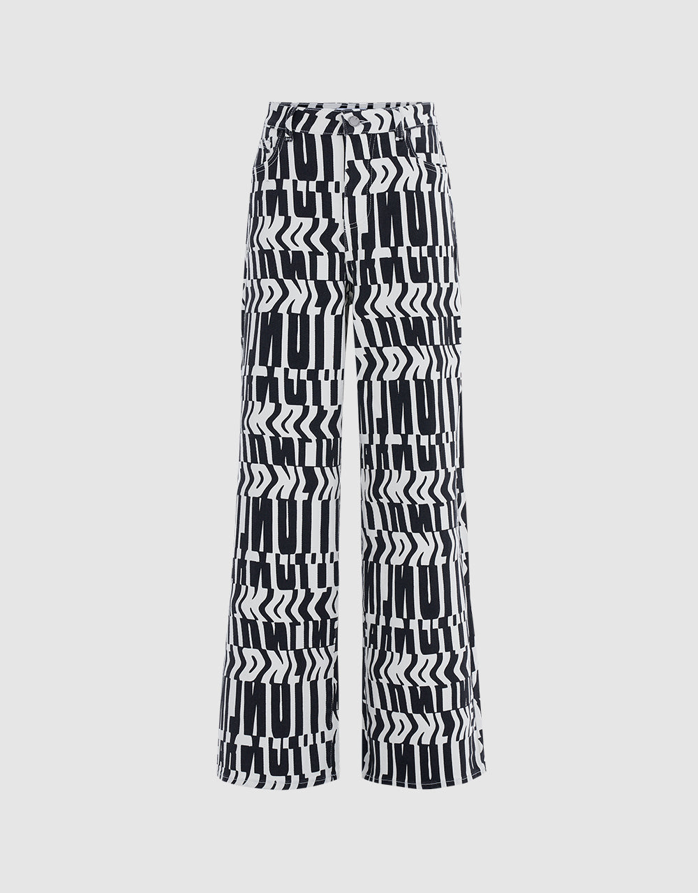 Letter Print Wide Leg Jeans