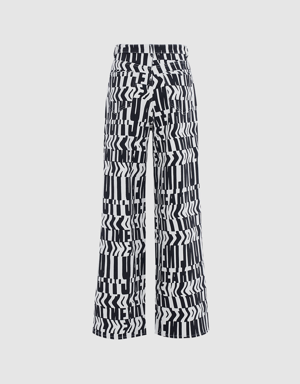 Letter Print Wide Leg Jeans